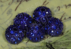 Бусина Шамбала 09 10мм синяя (металл и стекло)