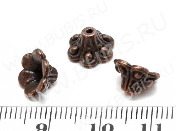 (СКИДКИ!!!) 081 Шапочка-чашечка Цветок 9,5*9*5,5мм античная медь (литьё) (10шт.)