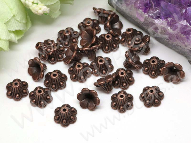 (СКИДКИ!!!) 081 Шапочка-чашечка Цветок 9,5*9*5,5мм античная медь (литьё) (10шт.)