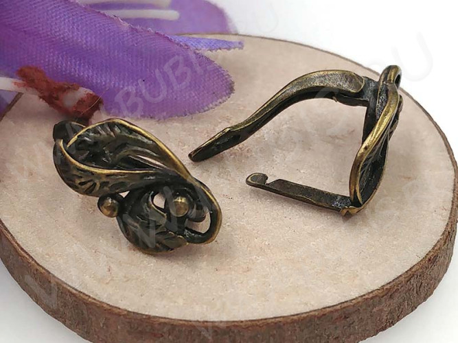 Швензы с английским замком №81 Листики 17*11*10мм античная бронза (Brass) (1 пара)
