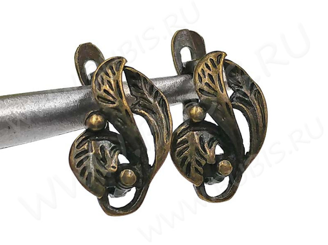 Швензы с английским замком №81 Листики 17*11*10мм античная бронза (Brass) (1 пара)