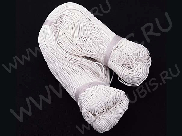 Вощёный х/б шнур 1,5мм белый (1м)