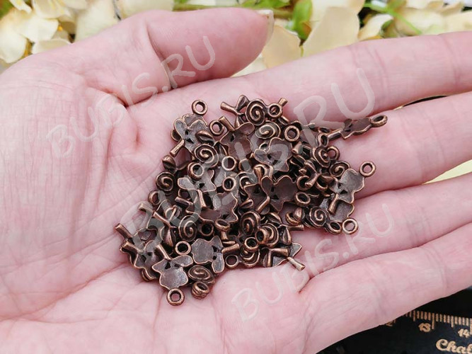 (СКИДКИ!!!) Подвеска Роза 02 15*9*2мм античная медь (литьё) (10шт.)