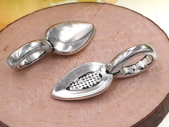 Бейл для приклеивания 06-10 Клеевой листик 21*7,5*6,5мм античное серебро (литьё) (10шт.)