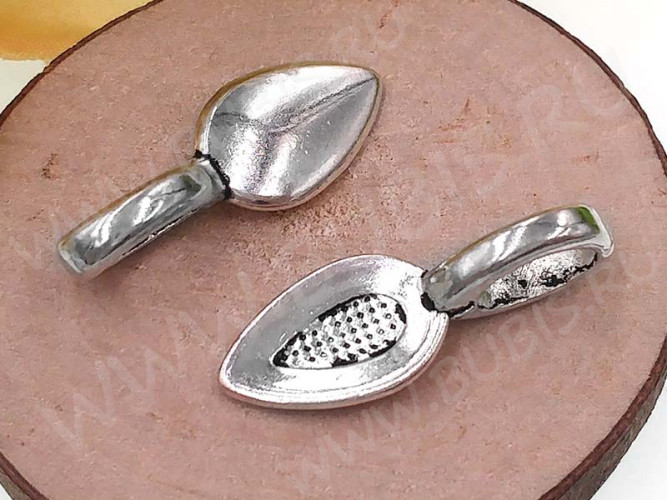 Бейл для приклеивания 06-10 Клеевой листик 21*7,5*6,5мм античное серебро (литьё) (10шт.)