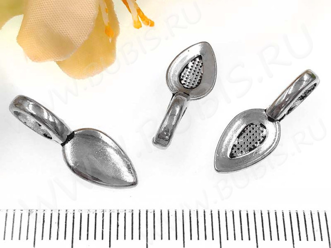 Бейл для приклеивания 06-10 Клеевой листик 21*7,5*6,5мм античное серебро (литьё) (10шт.)