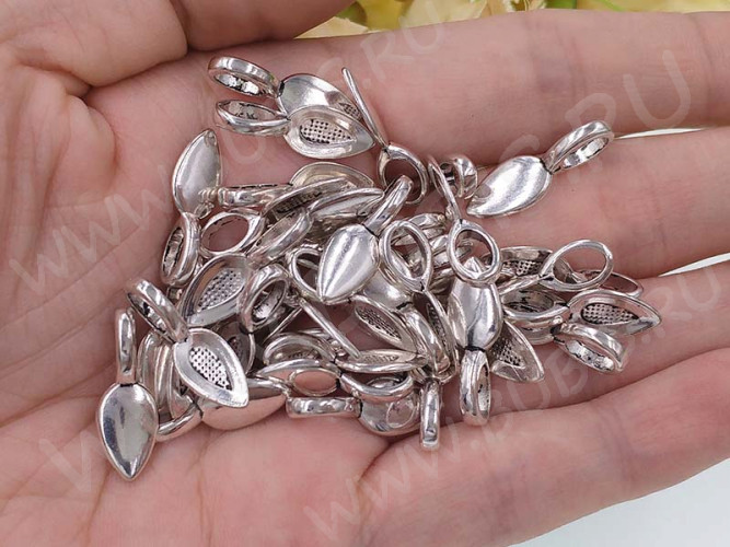 Бейл для приклеивания 06-10 Клеевой листик 21*7,5*6,5мм античное серебро (литьё) (10шт.)