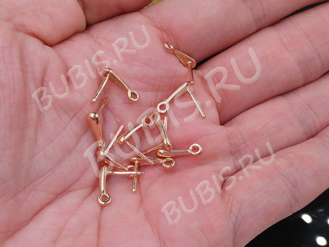 Пуссеты ("гвоздики") №157 Капля 12*11,5*3,5мм розовое золото (Brass с позолотой) (1 пара)