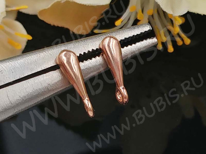 Пуссеты ("гвоздики") №157 Капля 12*11,5*3,5мм розовое золото (Brass с позолотой) (1 пара)