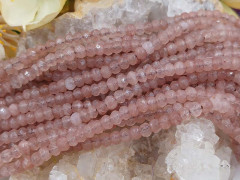 (ОПТ) Бусина каменная Рондель 35 ГРАНЁНЫЙ 4*4*2,5мм Кварц клубничный (камни) (НИТЬ)