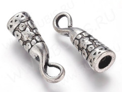 Концевик 092 с узорами и крючком 24*7,8*6,3мм античное серебро (литьё)