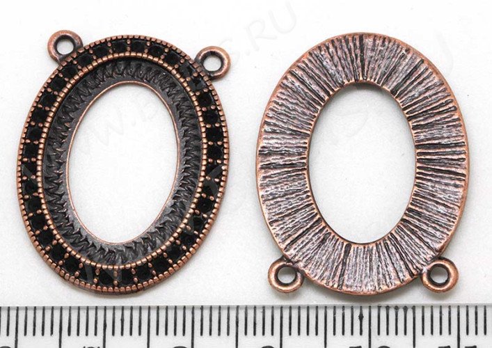 Подвеска-сеттинг Овал 34 коннектор рамка (сеттинг 25*18мм) 31*24*2,2мм античная медь (литьё)