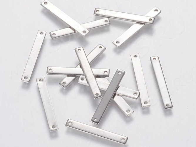 328 Коннектор Прямоугольник вставка для браслетов Жетон 25*3,4*1мм цвет платины (Хирургическая Сталь)