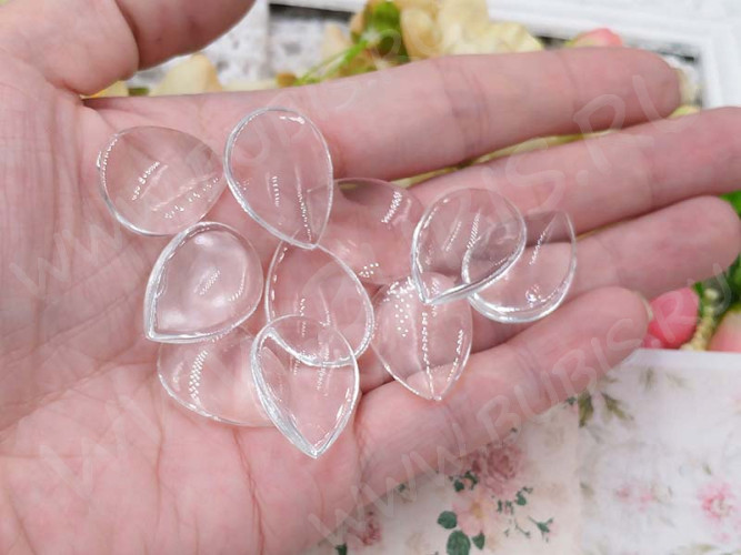 Кабошон стеклянный 25 Капля 25*18*5,5мм прозрачный (стекло)