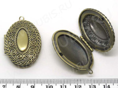 Подвеска Медальон 04 Овальный 42*27*10мм античная бронза (Brass)