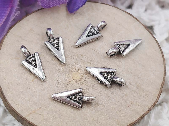 Подвеска Треугольничек Бейл клеевой 10*5*1,5мм античное серебро (литьё) (10шт.)
