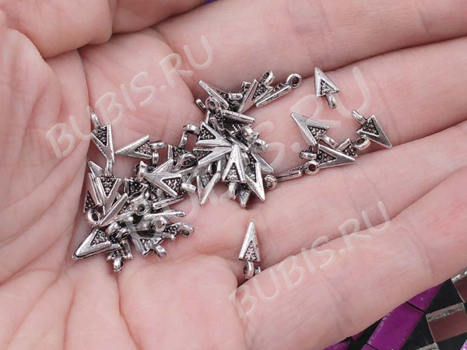 Подвеска Треугольничек Бейл клеевой 10*5*1,5мм античное серебро (литьё) (10шт.)
