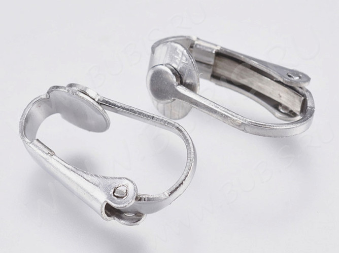 Основы для клипс №25 16*10*6,5мм цвет платины (Хирургическая сталь)(1 пара)