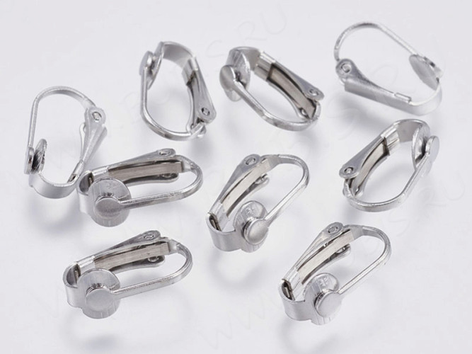 Основы для клипс №25 16*10*6,5мм цвет платины (Хирургическая сталь)(1 пара)