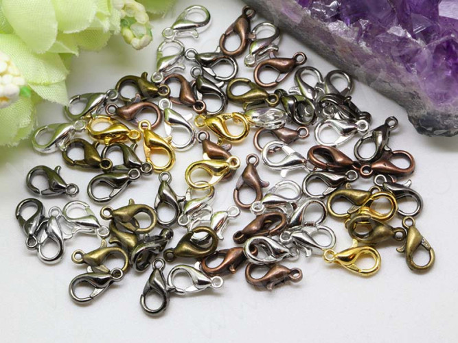 (СКИДКИ!!!) Замочек карабин №043 малый 10*5*3,5мм МИКС цветов (сплав) (30шт.)