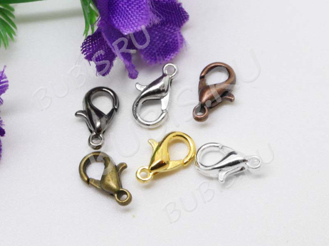 (СКИДКИ!!!) Замочек карабин №043 малый 10*5*3,5мм МИКС цветов (сплав) (30шт.)