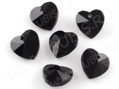 Хрустальная подвеска 14 Сердечко 14*14*8мм чёрное (имитация Сваровски)