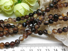 (ОПТ) Бусина округлая ГЛАДКАЯ 4мм Агат Мадагаскарский коричневый (камни) (НИТЬ)