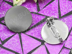 Основа (заготовка) для броши №58 с круглой платформой 20мм 21,5*20*5,5мм цвет платины (Brass и Iron)