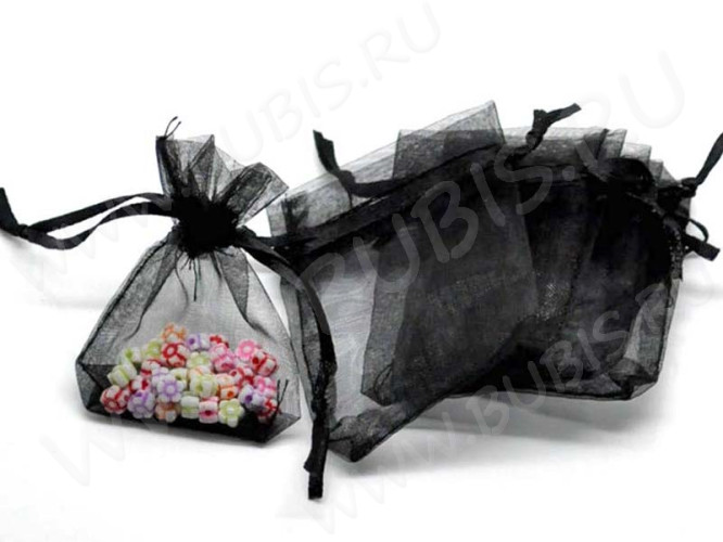 Мешочек органза 19 120*90мм чёрный без рисунка (упаковка для украшений) (10шт)