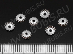 Шапочка тонкая 088 простая 20 Цветочек 5*5*1,5мм цвет платины (Iron) (50шт.)