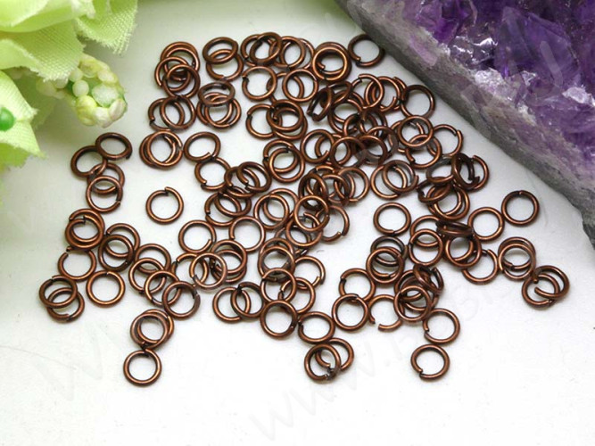 (ОПТ) Колечки обычные 4*0,7мм античная медь (Iron) (100г)