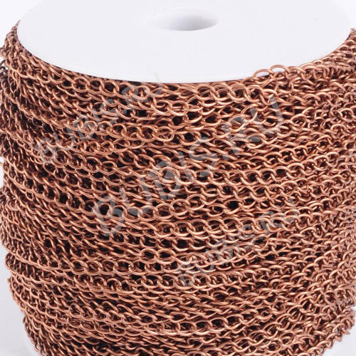 Цепочка C28 простая кручёная паяная неразъёмная 5*3,3*0,4мм античная медь (Brass) (50см)