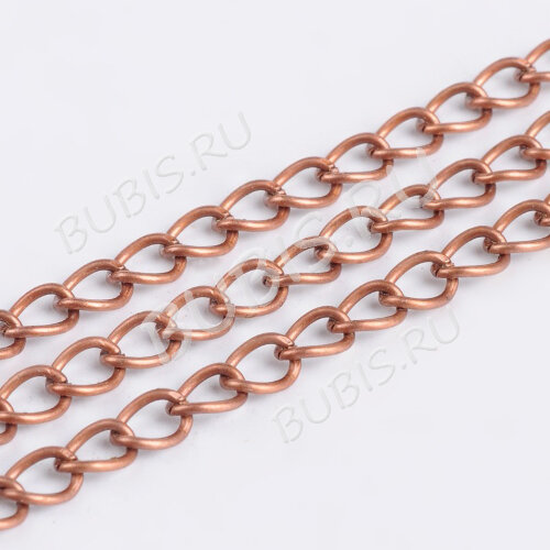 Цепочка C28 простая кручёная паяная неразъёмная 5*3,3*0,4мм античная медь (Brass) (50см)