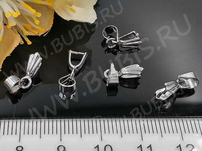 Держатель кулона 007 ракушка с пробой 18KGP 14,5*5,6*3,3мм цвет платины (Brass)