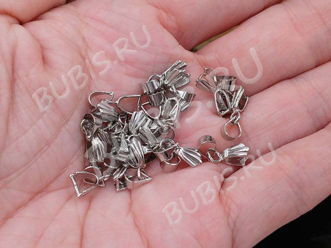 Держатель кулона 007 ракушка с пробой 18KGP 14,5*5,6*3,3мм цвет платины (Brass)