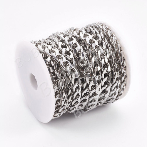 Цепочка S57 Ювелирная сталь звено 10*7*1,5мм цвет платины (Хирургическая сталь) (50см)