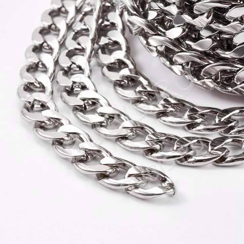 Цепочка S57 Ювелирная сталь звено 10*7*1,5мм цвет платины (Хирургическая сталь) (50см)