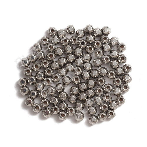 Бусина 220 Рондель гранёная 4*3,5*3,5мм цвет платины (Хирургическая сталь) 