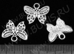 Подвеска Бабочка 26 16,5*14,5*1,8мм античное серебро (литьё)