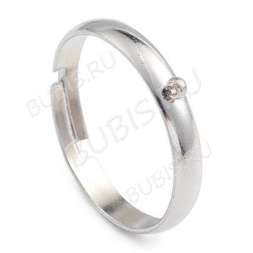 Основа (заготовка) для кольца 179 с петелькой колечком цвет платины (Хирургическая Сталь)
