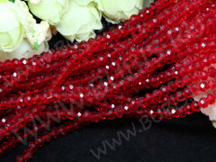 Бусина кристалл гранёный абакус 4,3*4*3,5мм красный прозрачный (имитация Сваровски) (20шт.)