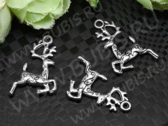 Подвеска Олень 01 3D с узорами 22,5*14*2мм античное серебро (литьё)