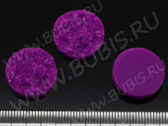 Кабошон декоративный 44 Круг имитация друзы агата с кристаллами 18*18*5мм сиреневый непрозрачный (резин)