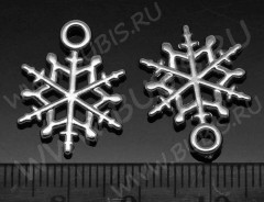(СКИДКИ!!!) Подвеска Снежинка 15 двусторонняя 20*15*1,6мм цвет платины (акрил CCB) (10шт.)
