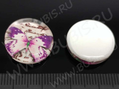 Кабошон стеклянный 33 Круглый 18*18*5мм рисунок 06 (стекло)