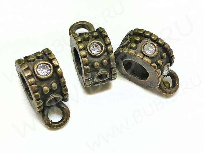 Бусина с петлёй 072 Бейл с кружочками 13*9*5,5мм античная бронза (литьё)
