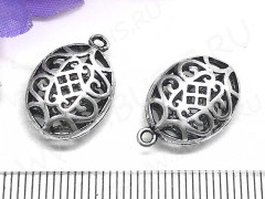 Подвеска Овал 12 3D ажурный 17,5*12*7мм античное серебро (Корея) (Brass)