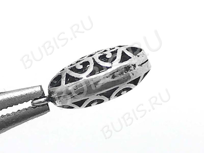 Подвеска Овал 12 3D ажурный 17,5*12*7мм античное серебро (Корея) (Brass)