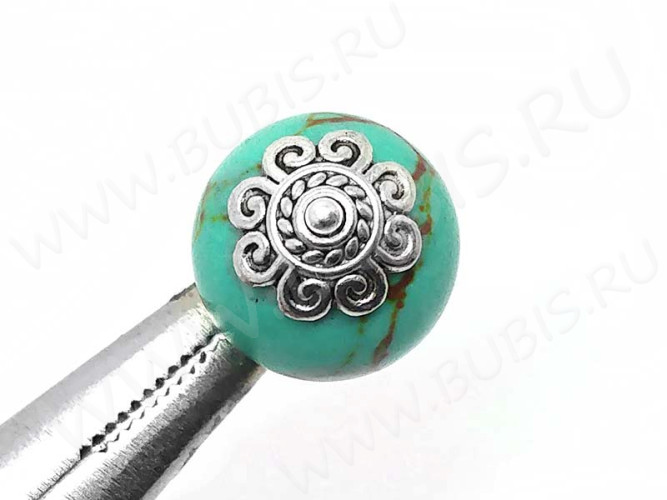 237 Шапочка Завитки 8,5*7*2,5мм античное серебро (литьё) (20шт)