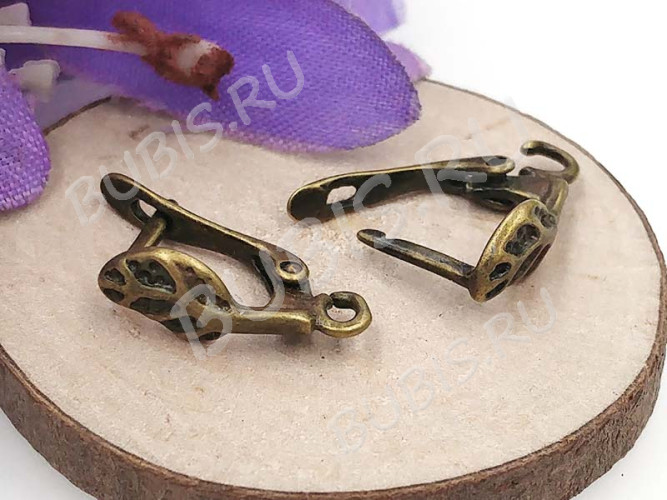 Швензы с английским замком №80 Листик 18*9,5*5,5мм античная бронза (Brass) (1 пара)